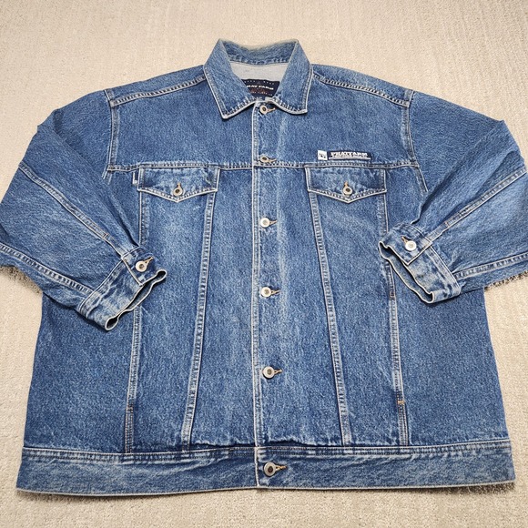 Vintage Phat Farm Denim Jacket Men XL Trucker Boxy 90s Blue Skater Hip Hop Y2K - Picture 6 of 11